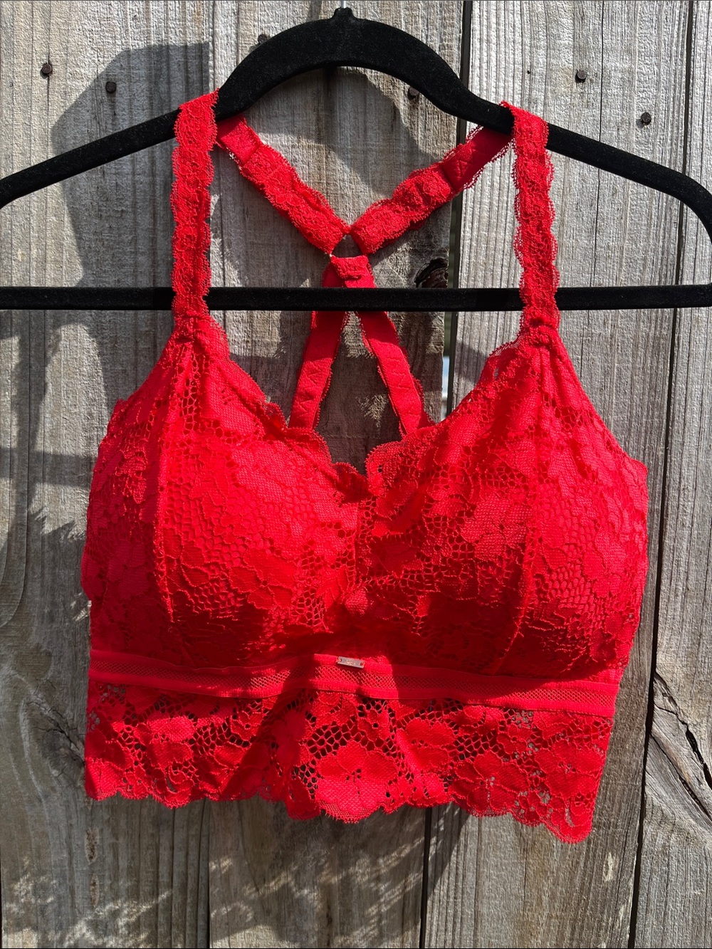 Lace Longline Bralette in Red — Women's Intimates